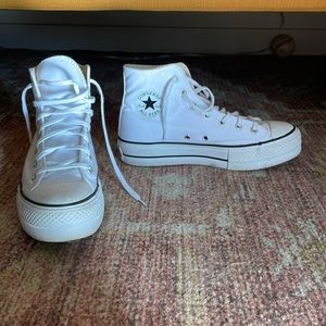 White Converse high top, platform